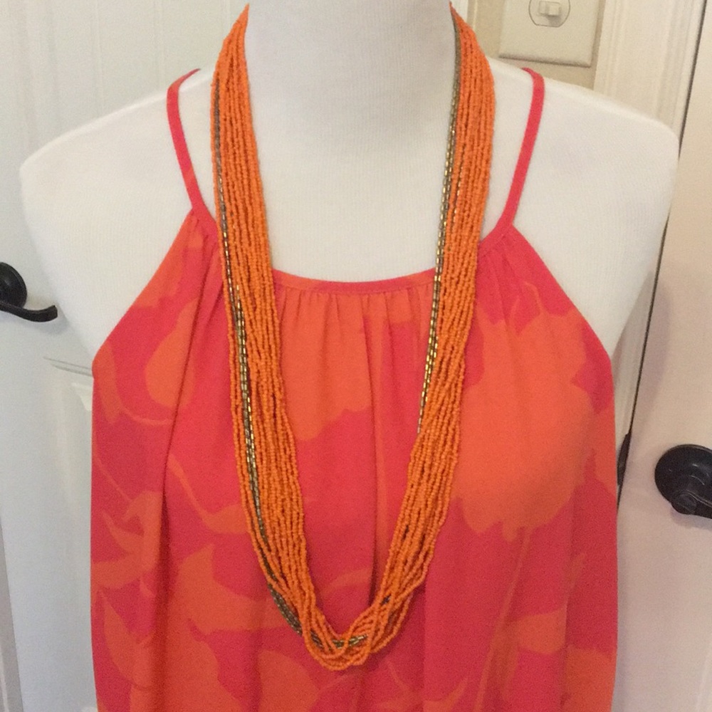 Orange and gold beaded necklace